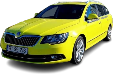 Mașina Număr Taxi Botoșani — Skoda Superb galbenă, BT 99 ZIS